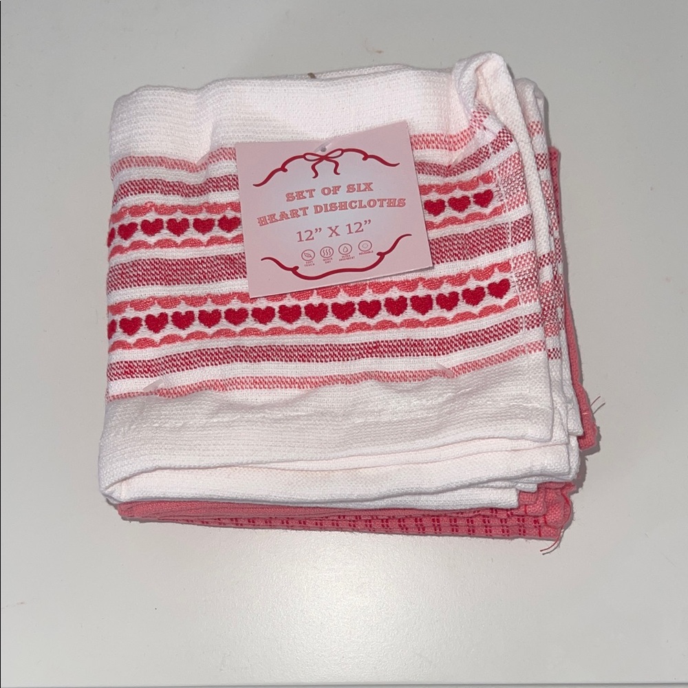 Hobby Lobby Red and White Heart Dishcloth 3 Set NWT